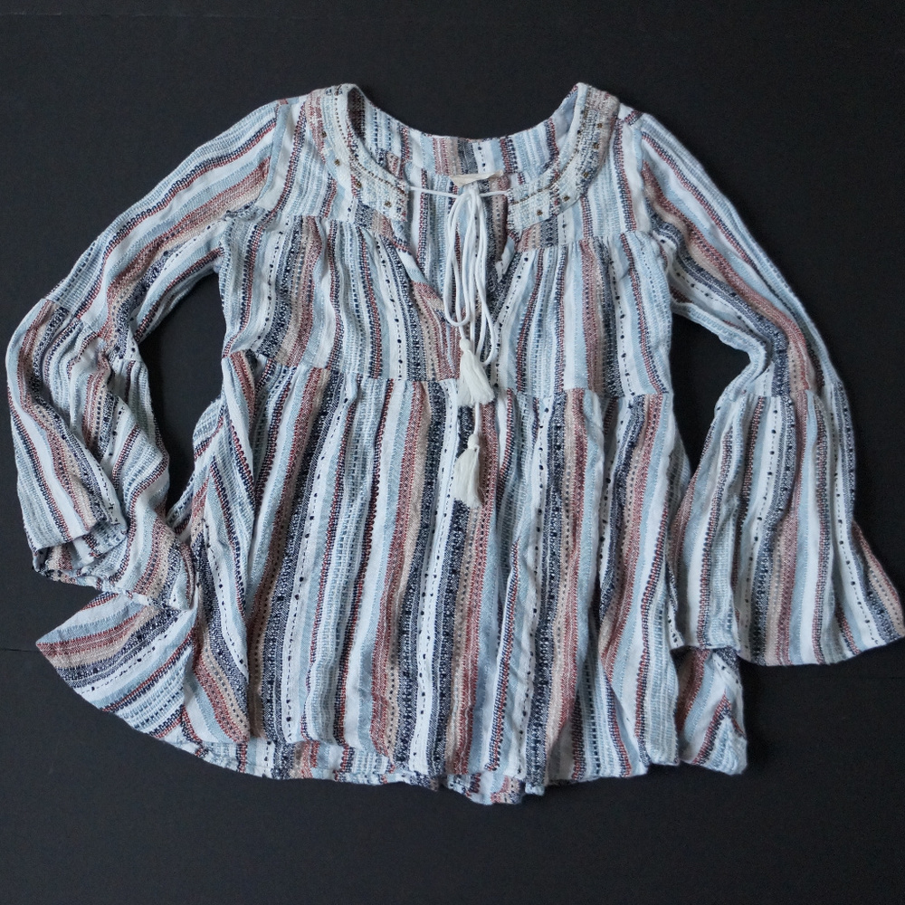 Altar'd State Peasant Top w Neckline Beadwork S